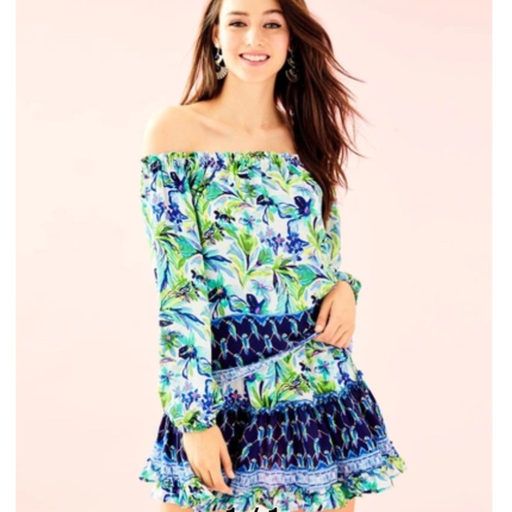 Lilly Pulitzer Multi Petal Faster Engineered Top & Skirt, Size Large